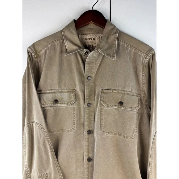 Levi's Copper Clothing Button Down Shirt Jacket Mens Medium Tan Cotton - Picture 3 of 13